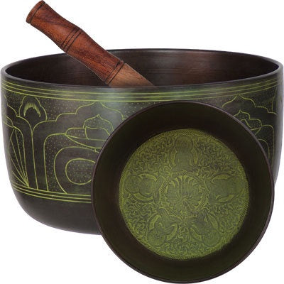 Singing Bowl, Green Buddha, 6"