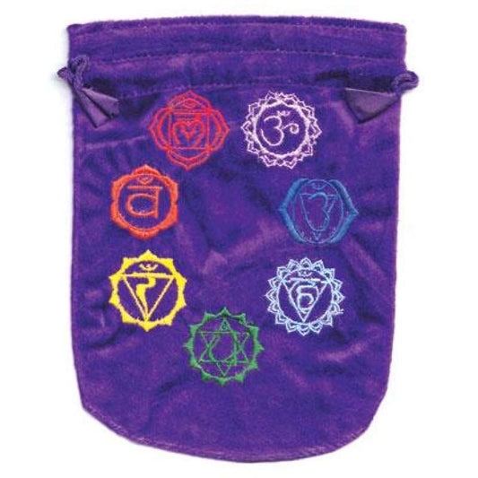 Velvet Bag Satin Lined Purple 7 Chakra, 6"x 8"