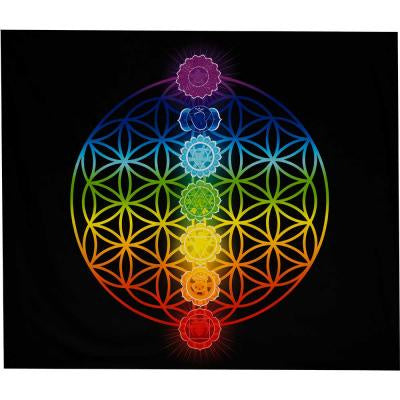 Tapestry, Chakra Flower of Life, Rayon, 58inW X 50inH