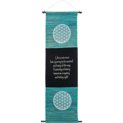 Banner, Aqua Sea Grass Flower of Life, 16" x 47"