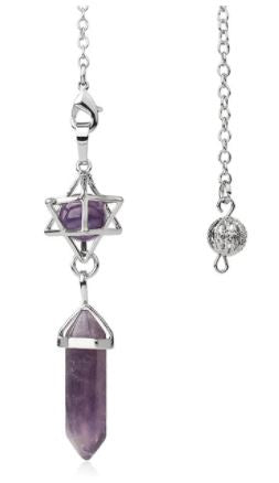 Pendulum, Hexagonal Double Point with Merkaba Caged Bead