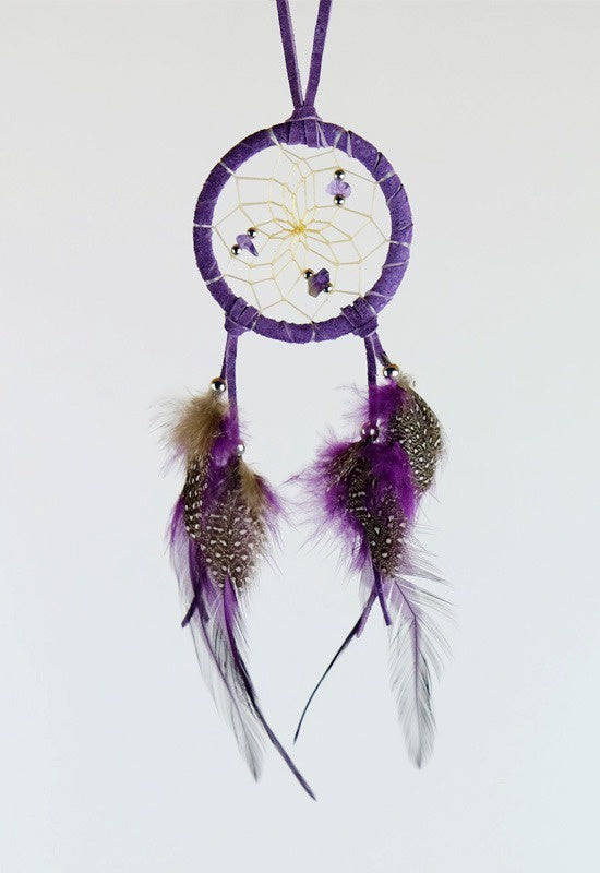 Dreamcatcher, 2" Purple with Semi Precious Stones