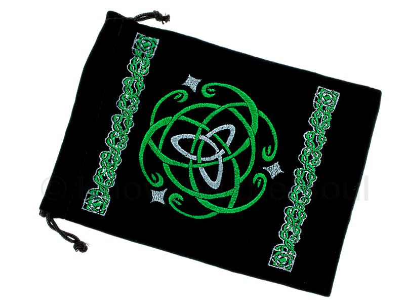 Velvet Bag Embroidered Triquetra, 5" x 7"