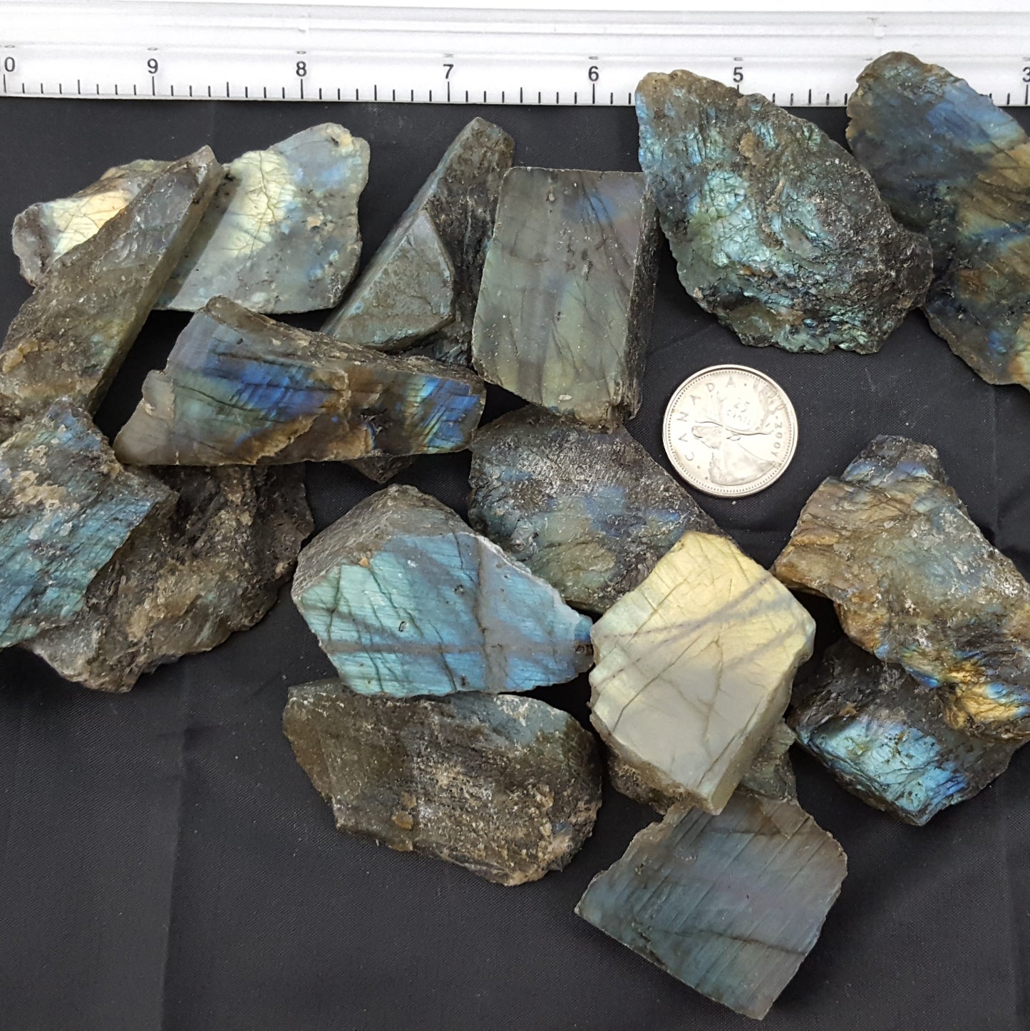 Labradorite One Side Polished Pebbles by Kg, -3cm