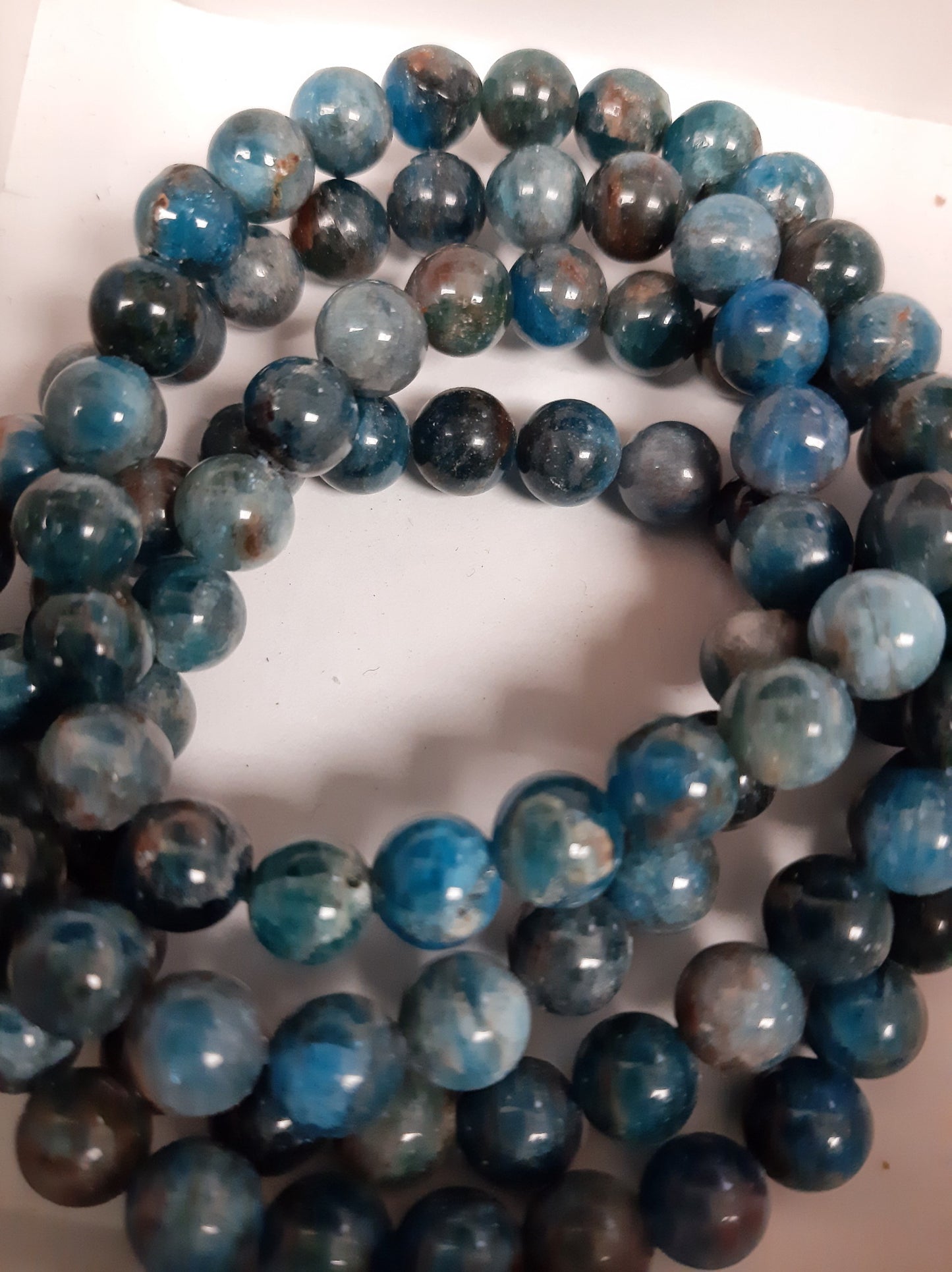Blue Apatite Round Bracelet, 8mm WS
