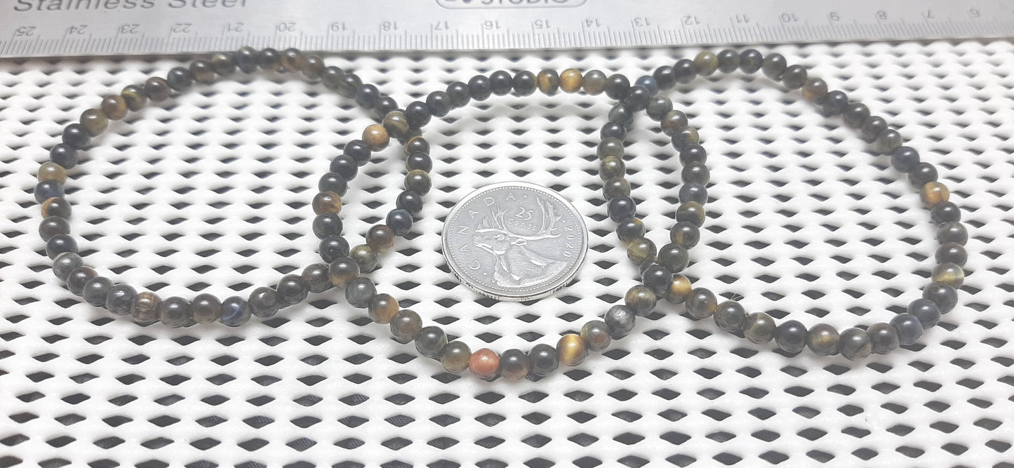 Blue Tiger Eye Round Bracelet, 4mm WS