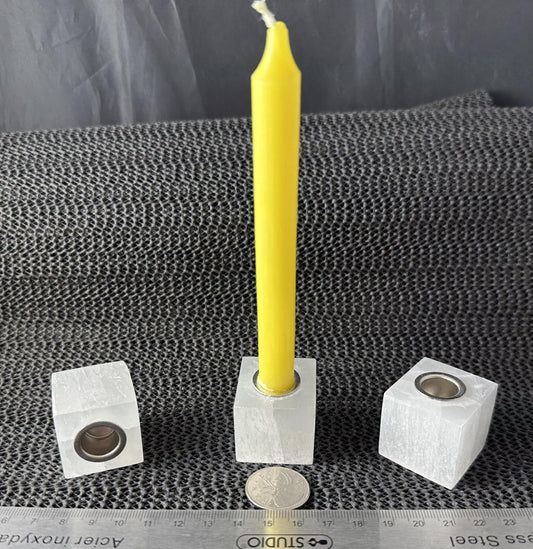 Selenite Ritual Candle Holder Square, 3cm WS