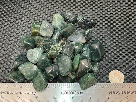 Moss Agate Tumble by 500g, Large 25mm - 35mm