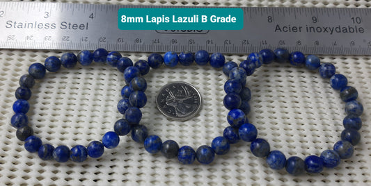 Lapis Lazuli "B" Round Bracelet, 8mm WS