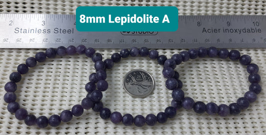 Lepidolite A Round Bracelet, 8mm RETAIL