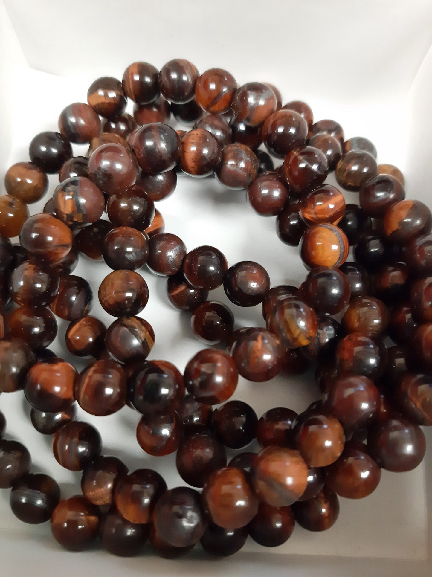 Red Tiger Eye Round Bracelet, 8mm WS