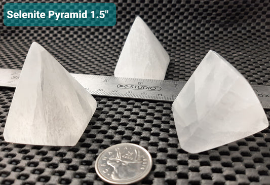 Selenite Pyramid 1.5" W x 1.75" H  RETAIL