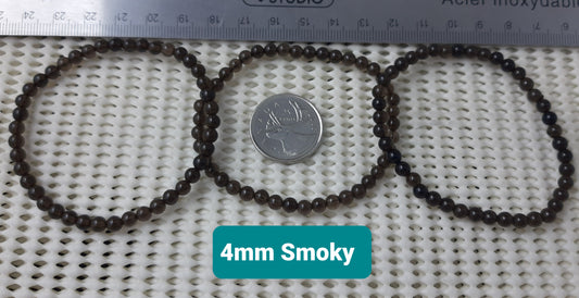 Smoky Round Bracelet, 4mm WS
