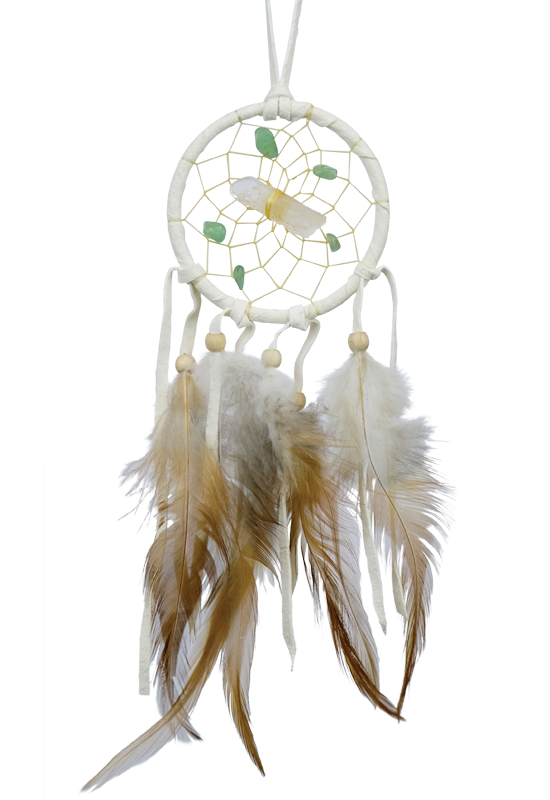 Dreamcatcher, 3" White with Quartz