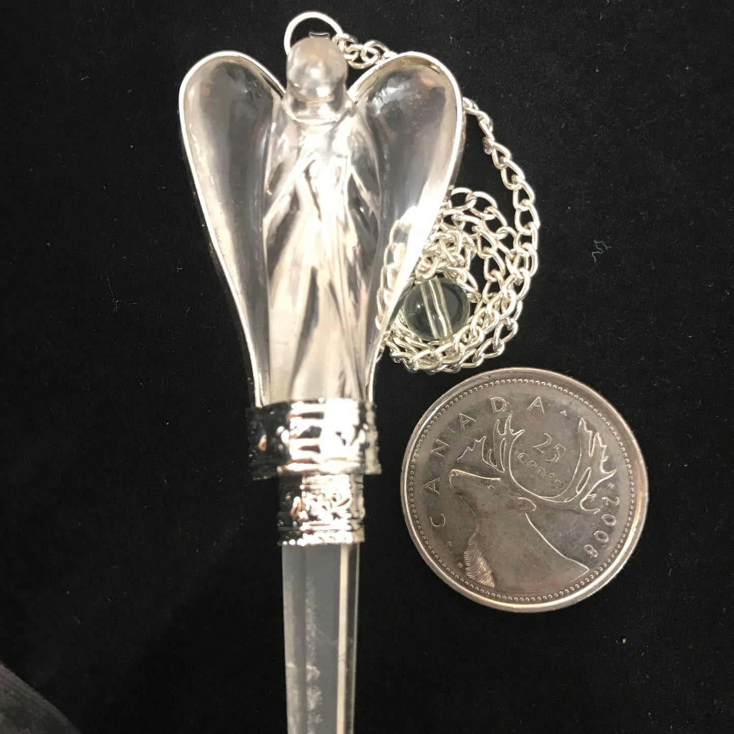 Pendulum, Angel - Clear Quartz with Clear Quartz Point