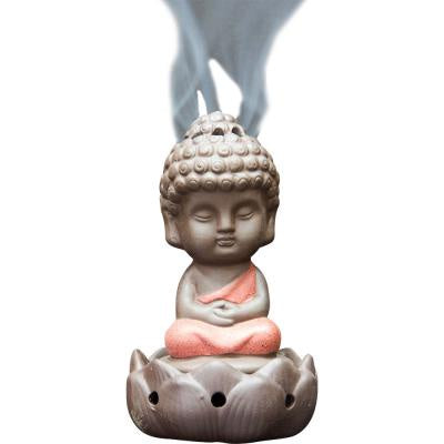Incense Burner, Cone, Ceramic, Buddha, 2.75"