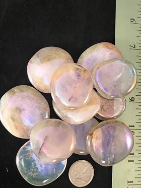 Angel Aura on Rose Quartz Flat/Smooth Stones by Kg