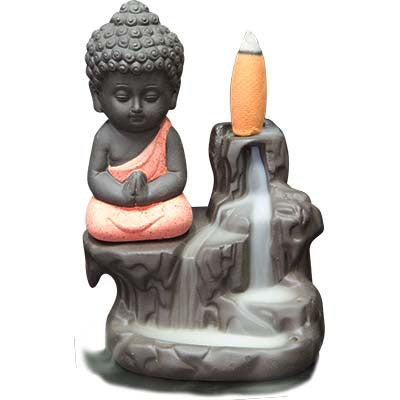 Burner, Backflow Incense, Ceramic, Buddha in Lotus 3″ x 4.75″H