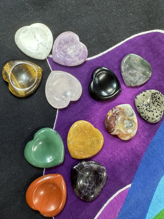 Heart Shape Worry Stone, Assorted Crystals RETAIL