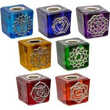 Mini Glass Candle Holder Ritual Size With Chakra Symbol