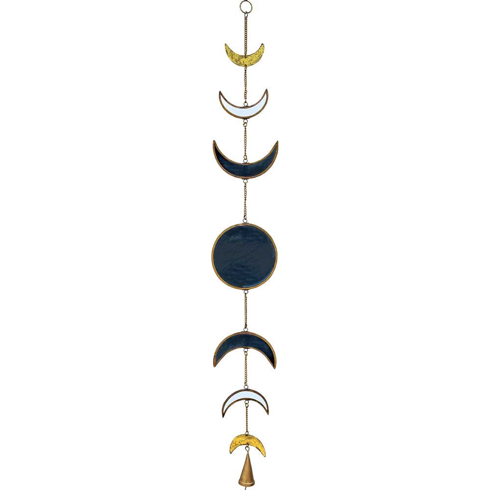 Glass Hanging Mobile Moon Phases on String 5.5inx36inL