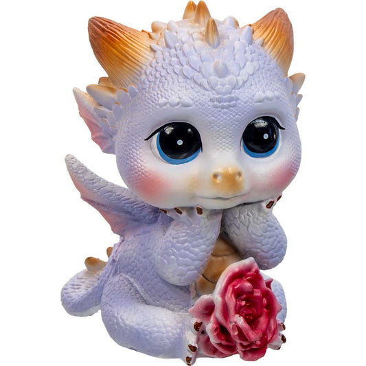 Posing Pink Rose Dragon Baby Resin Mythical Figurine