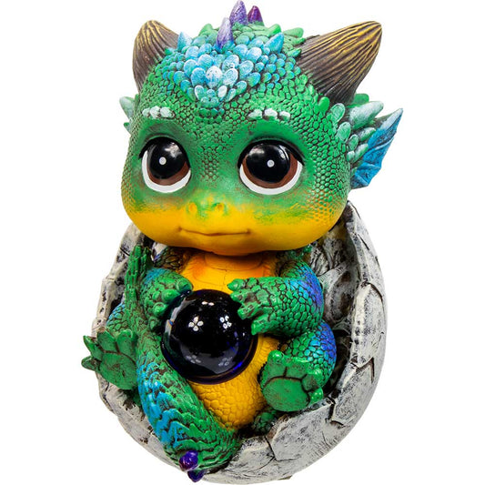 Teal Baby Dragon in Shell Resin Mythical Figurine
