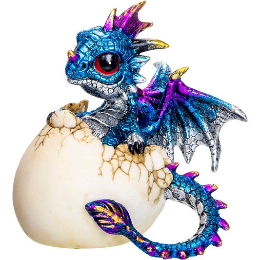 Blue Baby Dragon Hatching Resin Mythical Figurine