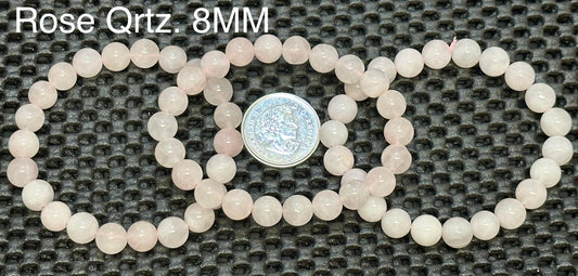 Rose Quartz Round Bracelet, 8mm WS