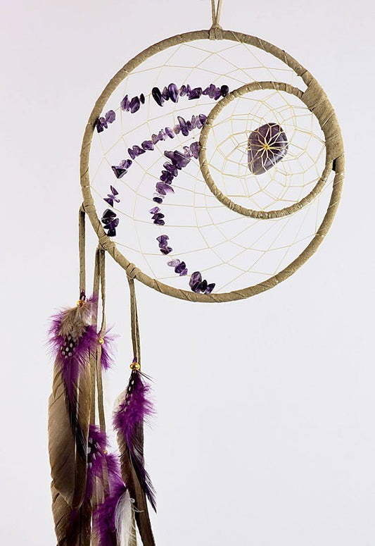 Dreamcatcher, 6in Brown with Amethyst, Woodland