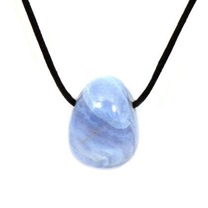 Blue Lace Agate Stone Pendant on Cardstock