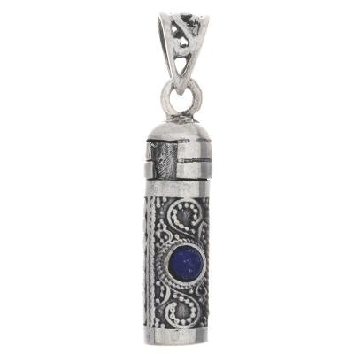 Pendant Vial Sterling Silver with Stone 1" on Cardstock