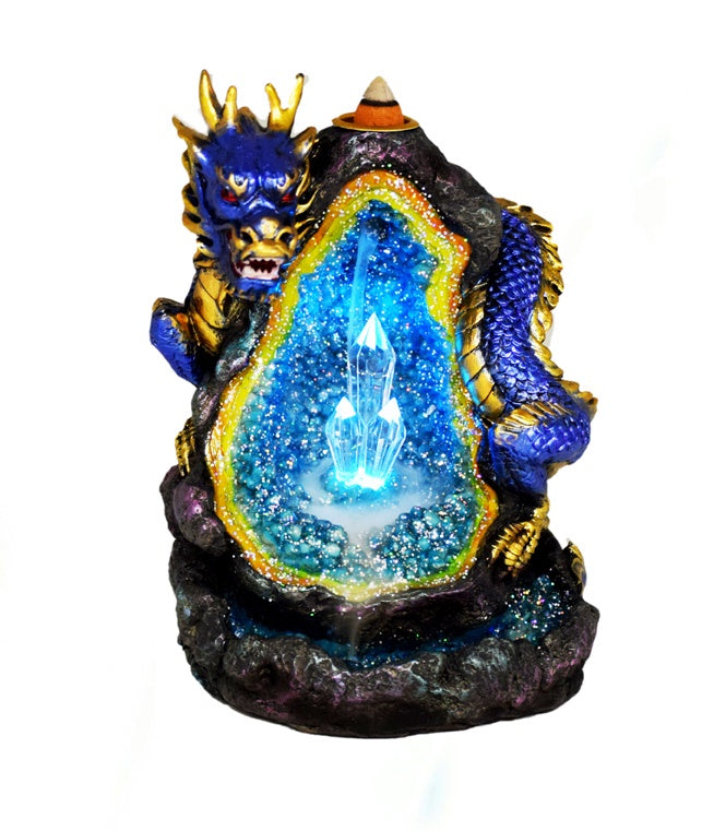 Burner, Backflow, Incense, Blue Dragon with LED Lights
