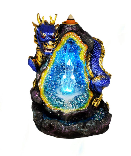 Burner, Backflow, Incense, Blue Dragon with LED Lights