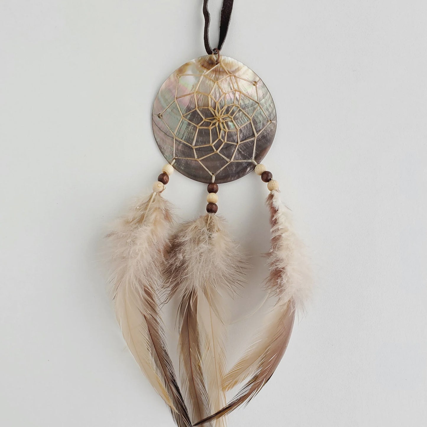 Dreamcatcher, 2.25in Black Lip Shell, Brown