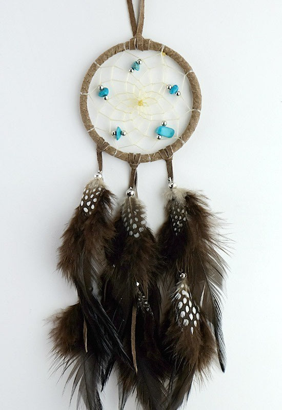 Dreamcatcher, 2.5" Brown Semi-Precious Stones & Beads