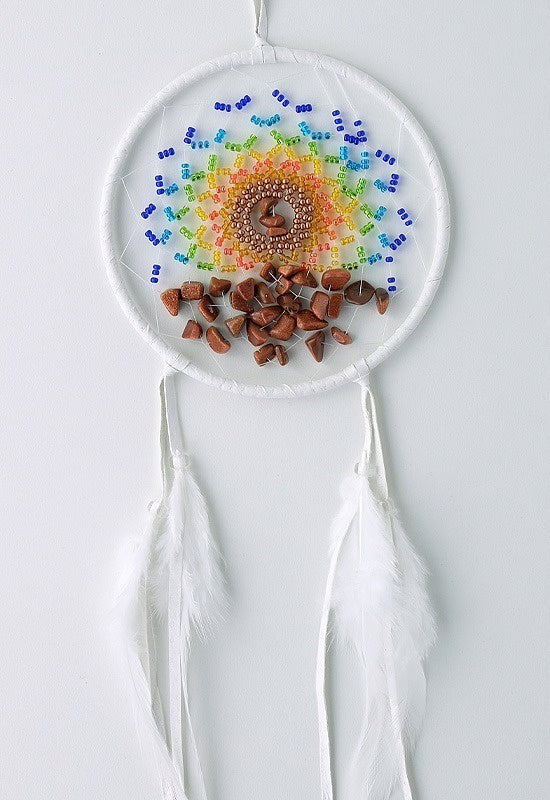 Dreamcatcher, 4" White Energy Flow, Red Goldstone