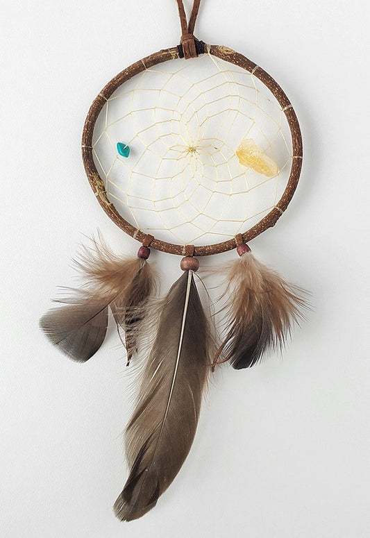 Dreamcatcher, 4" Twig with Citrine and Turquoise