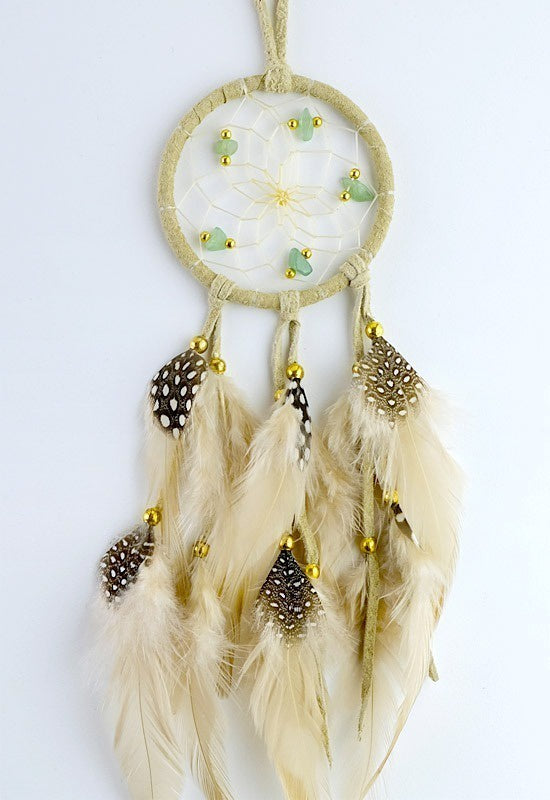 Dreamcatcher, 2.5" Tan Semi-Precious Stones & Beads