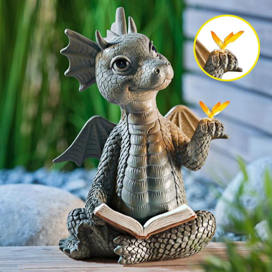 Figurine, Dragon with Book and Butterfly, Large, 16cm