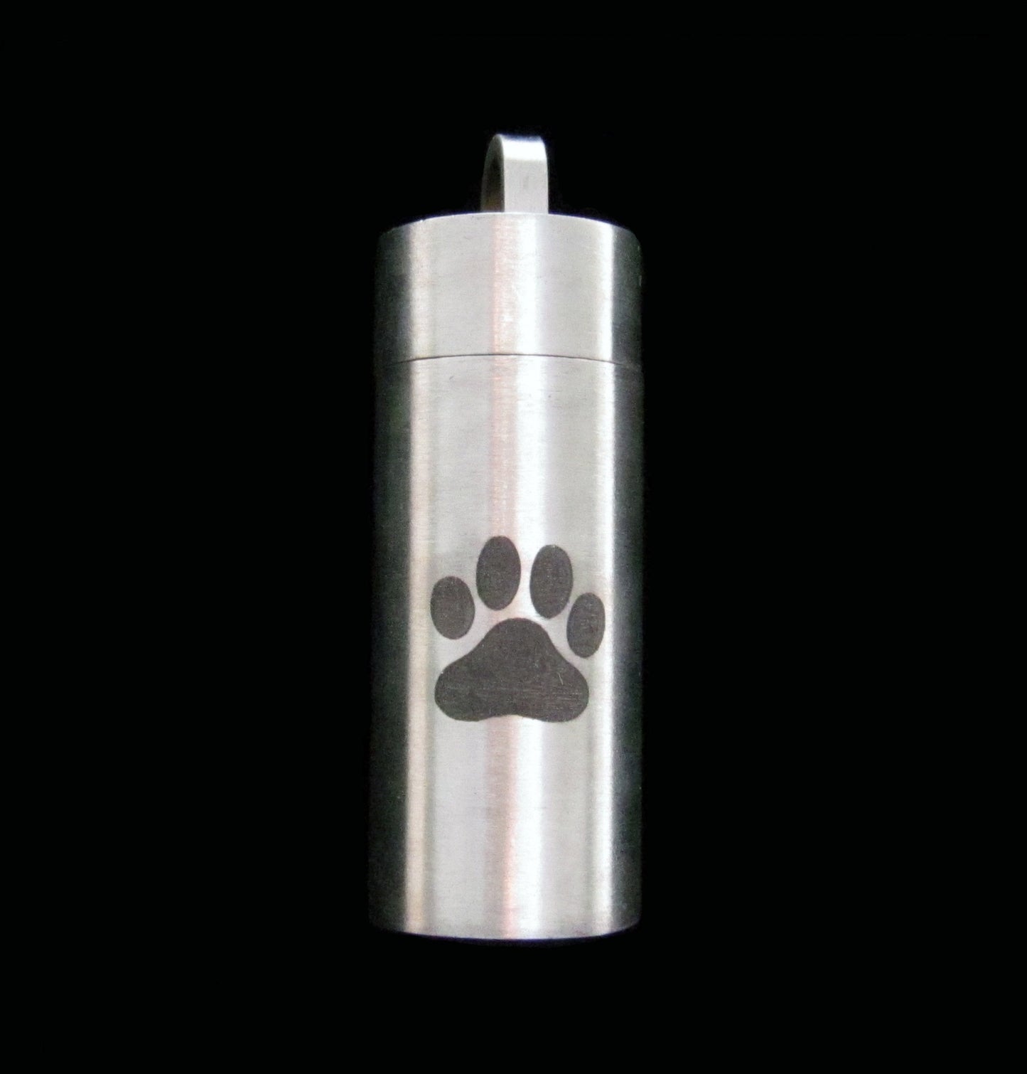 Pendant Vial Dog Paw Stainless Steel on Cardstock