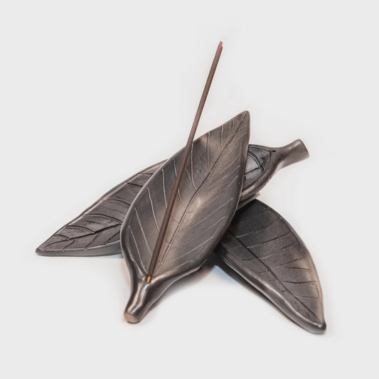Oaxacan Barro Negro Pottery Leaf Incense Burner
