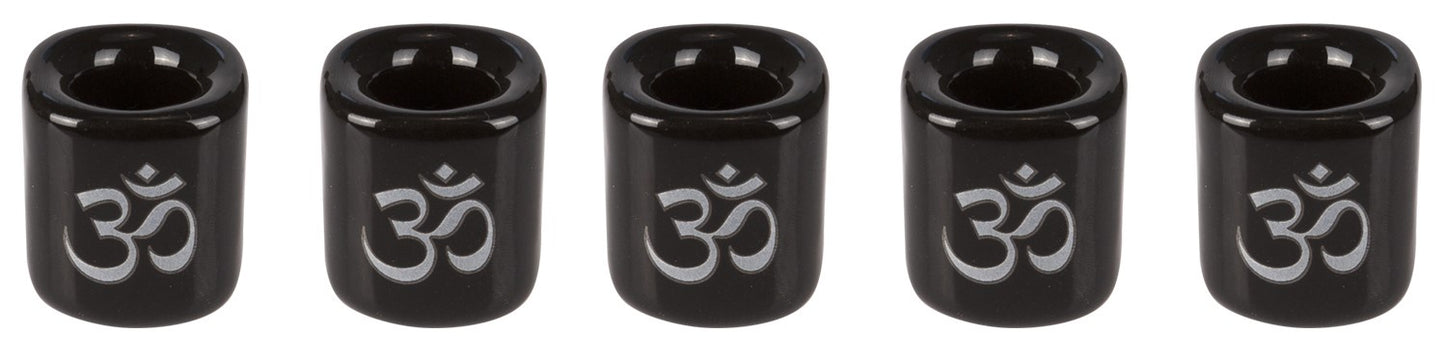 Candle Holder, Ritual, Black with Silver OM