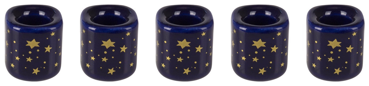 Candle Holder, Ritual, Gold Stars, Navy Blue
