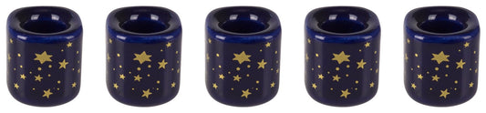 Candle Holder, Ritual, Gold Stars, Navy Blue