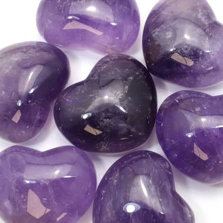 Amethyst Hearts, Polished, by Weight