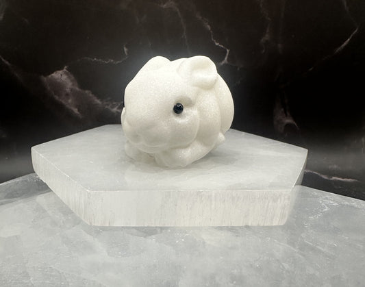 Figurine, Rabbit Bunny, Crouching, White Jade