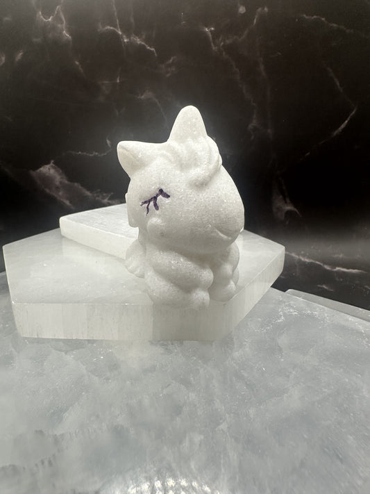 Figurine, Unicorn Pegasus, White Jade