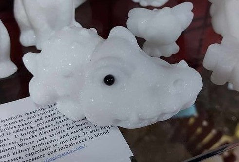 Figurine, Crocodile, Chubby White Jade