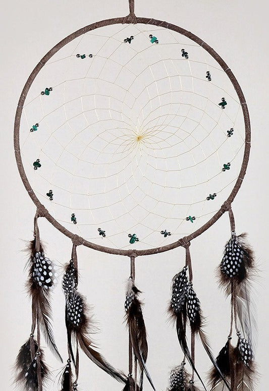 Dreamcatcher, 9" Dark Brown with Semi Precious Stones